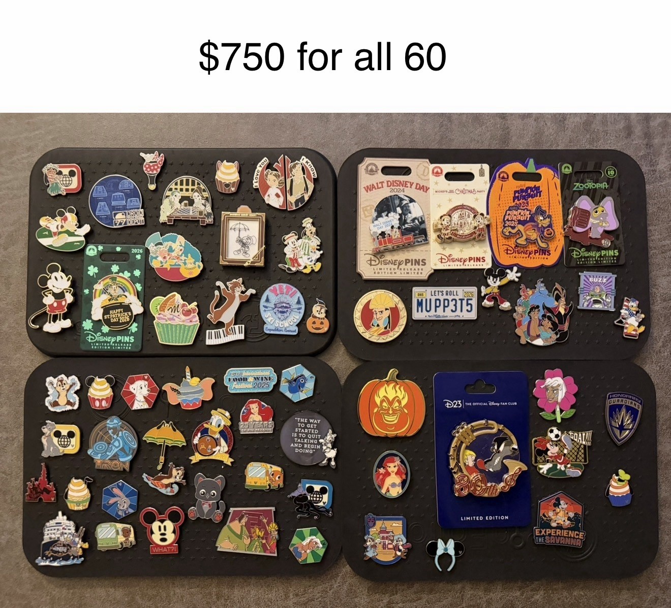 Lot Of 60 Disney Pins