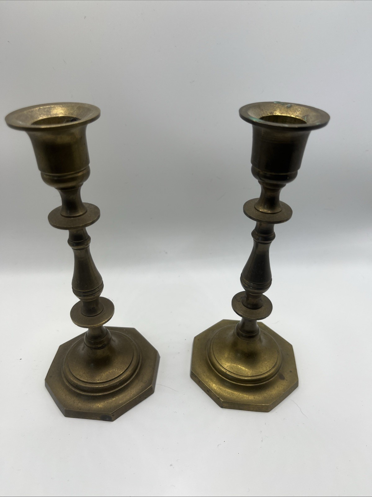 Vintage Pair of Solid Brass Candlestick Holders for Home Decor