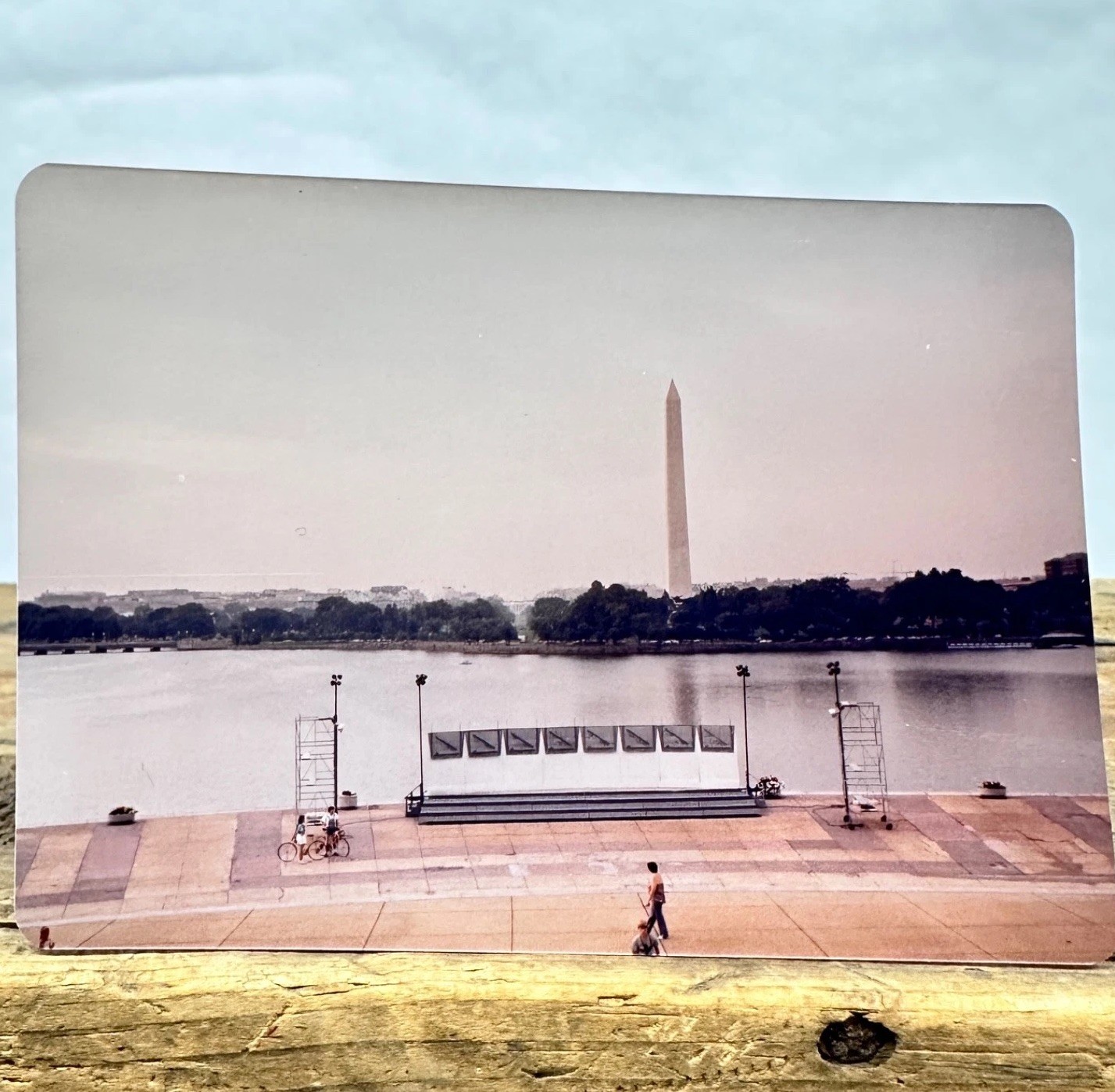 Vintage Washington DC Found Photo Washington Monument Cyclist
