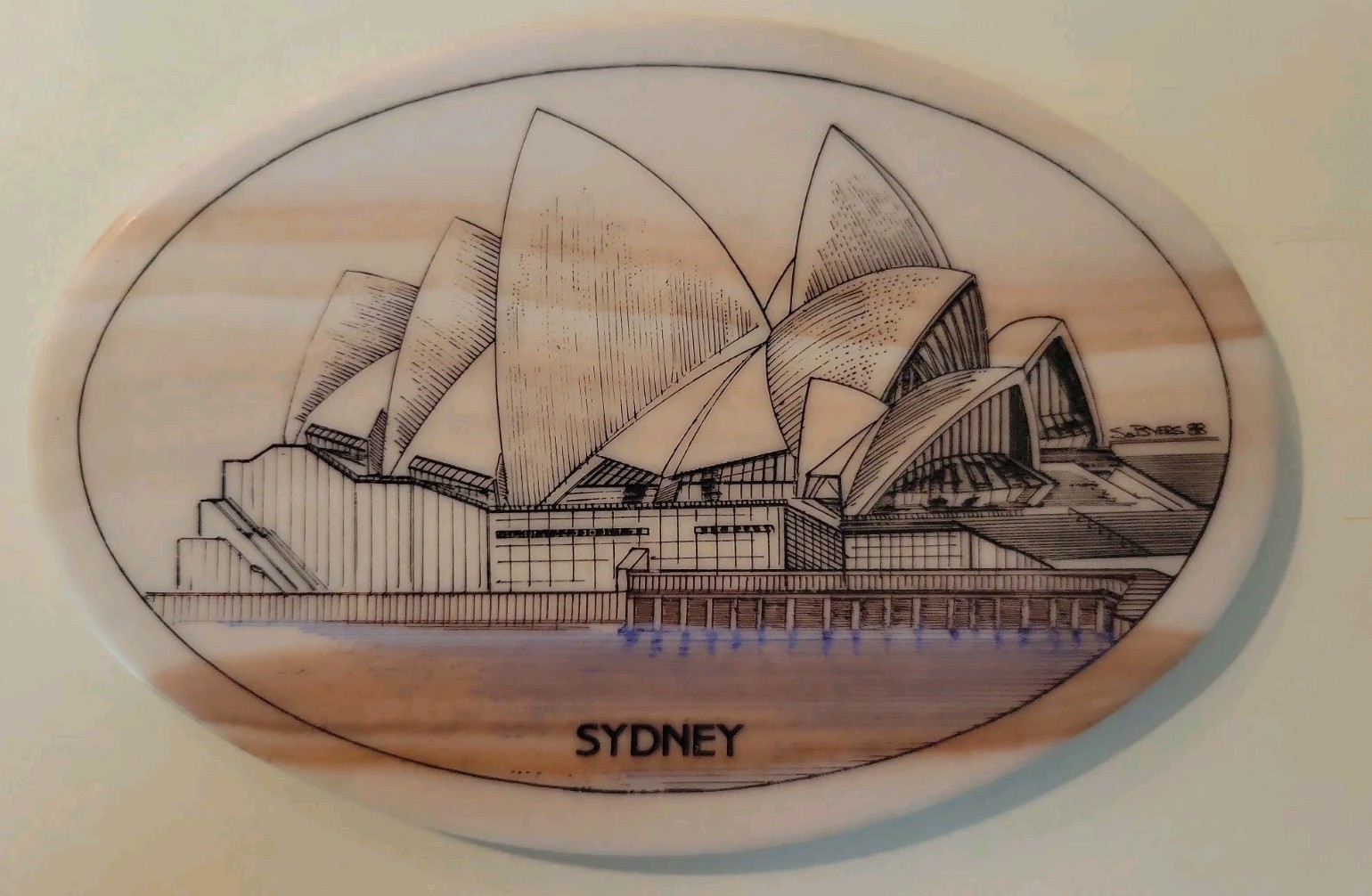 Vtg Marbcraft-Made in Australia “SYDNEY” Hand Crafted Marble Plaque/Paperweight