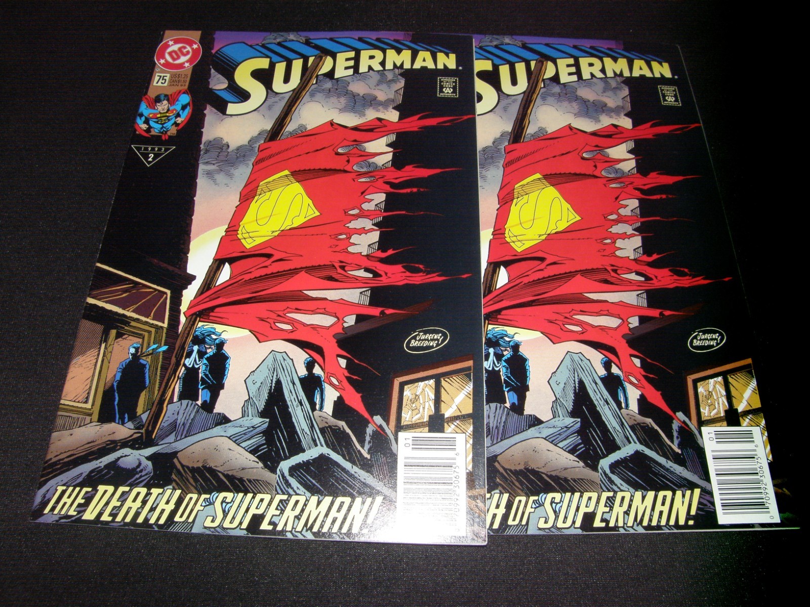 SUPERMAN #75 THE DEATH OF SUPERMAN / 1993 DC COMICS ( 2 ) BOOKS