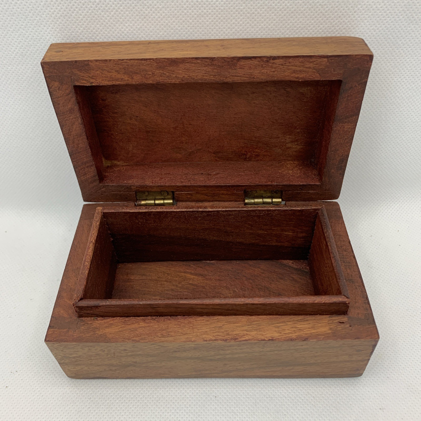 Jewelry, Trinket, Wood Box ( Sheesham) India Hardwood,  Vintage, 5x3x2-1/8” 