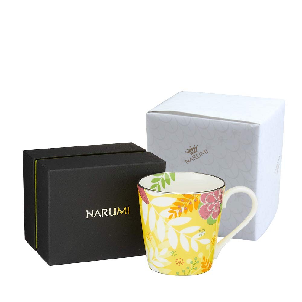 Narumi Floral Paradise Mug, 290Cc, Yellow, Floral Pattern, Elegant, Cute, Styli_