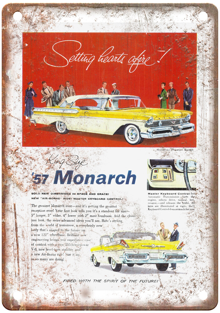 Vintage 1957 Monarch Richelieu Ad Retro Look Metal Sign A6973