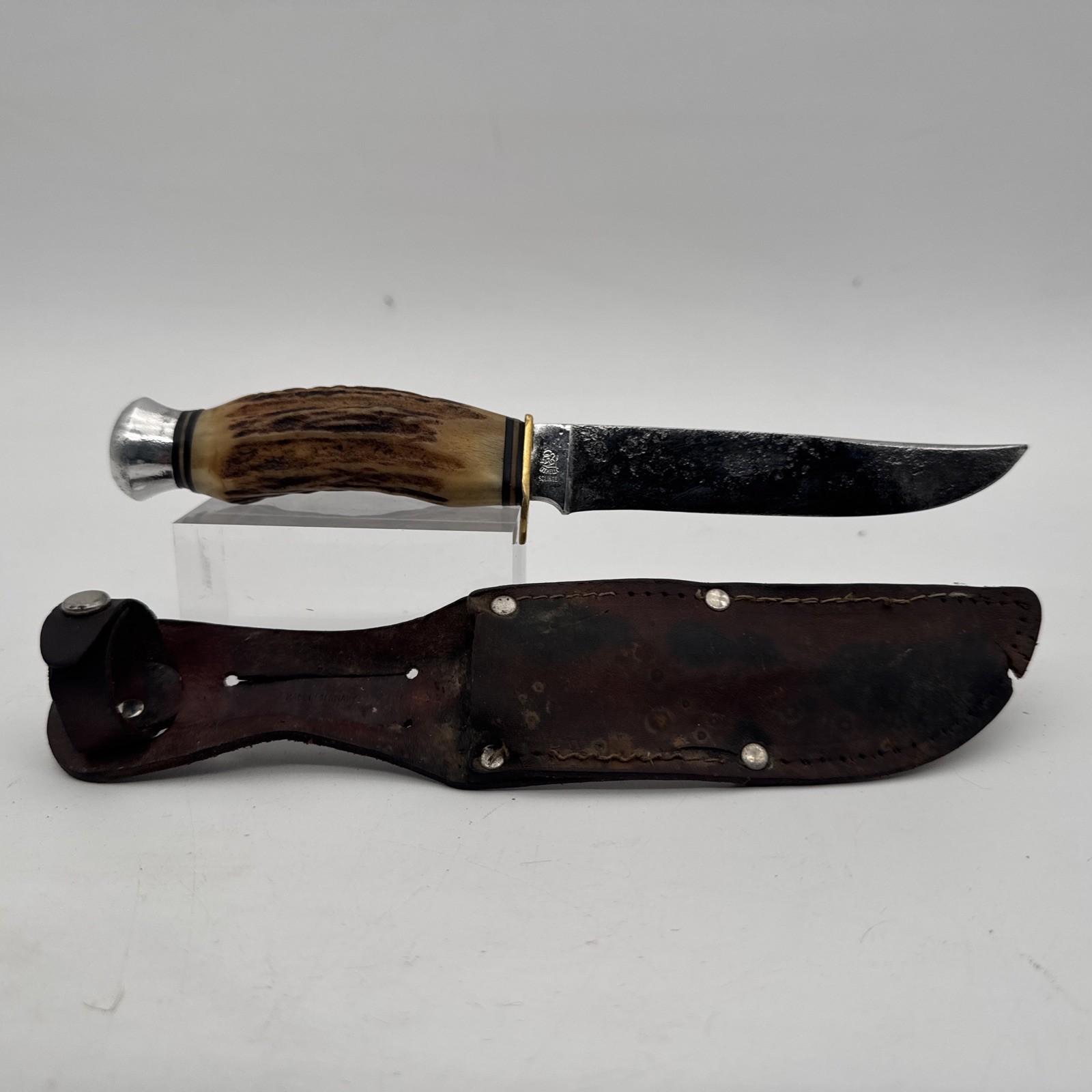 Vintage Anton Wingen Jr Othello Hunting Knife Stag Handle Solingen Germany
