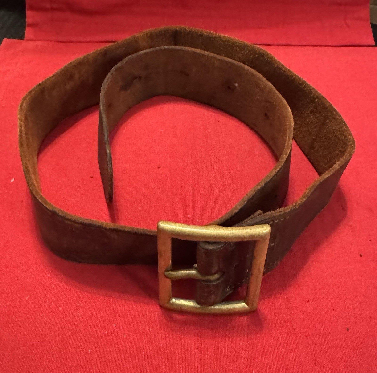 Vintage 1927 US Army Leather Garrison Belt Jefferson Depot HEK Stamp Fits 30-32