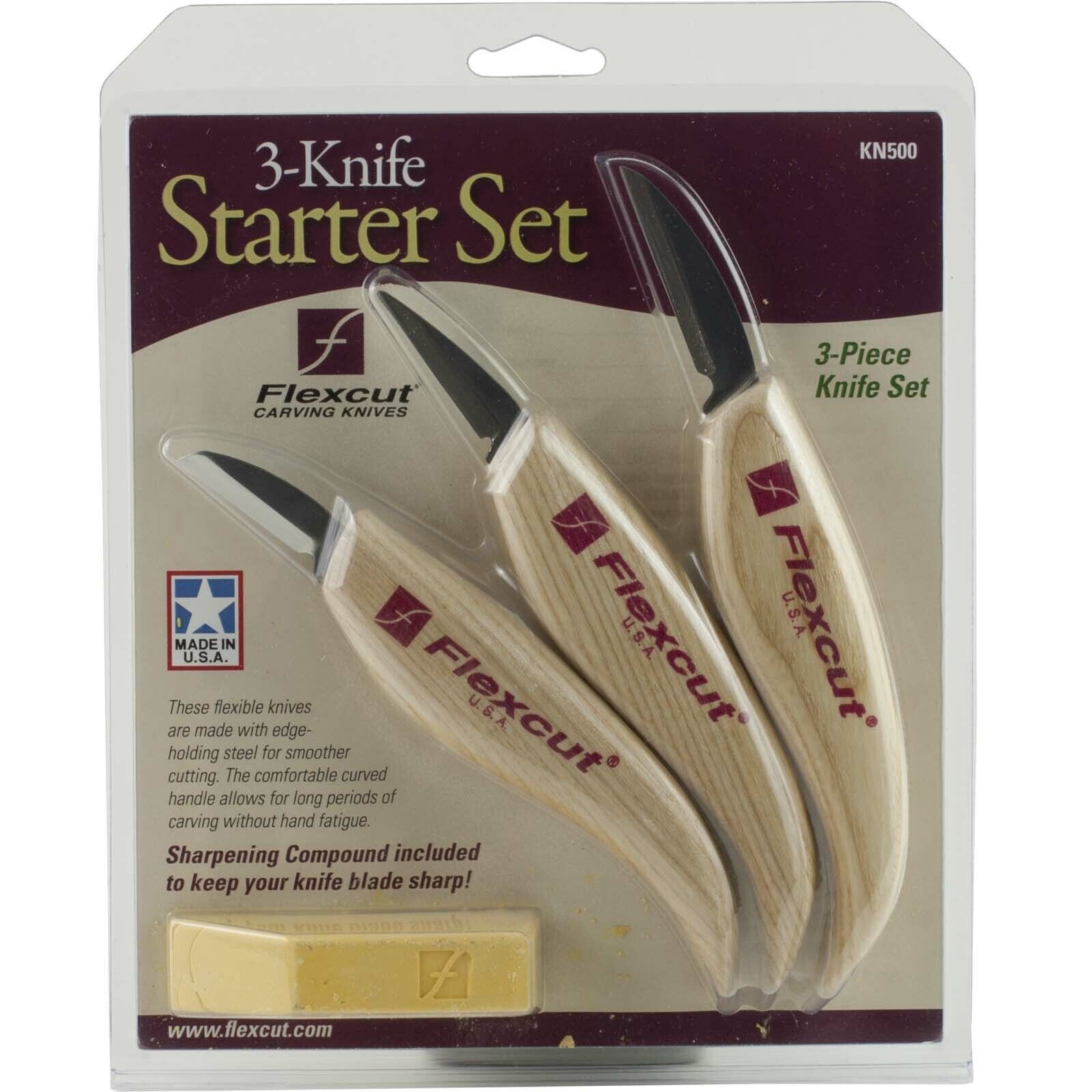 Flexcut 3 Knife Starter Carving Set Cutting Detail Rough KN500 Woodcarving