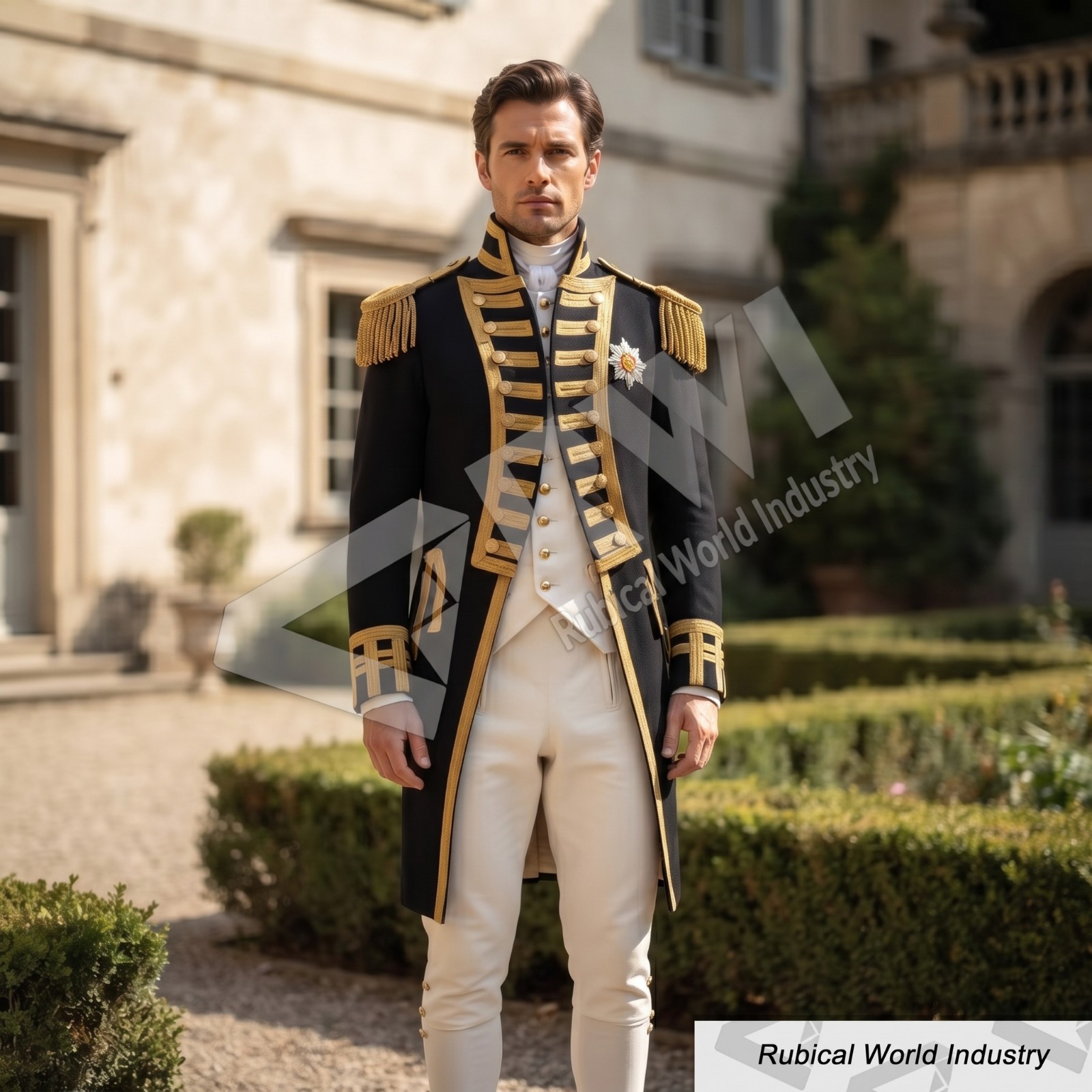 Black Wool British Vice Admiral Coat: Royal Navy Steampunk Uniform