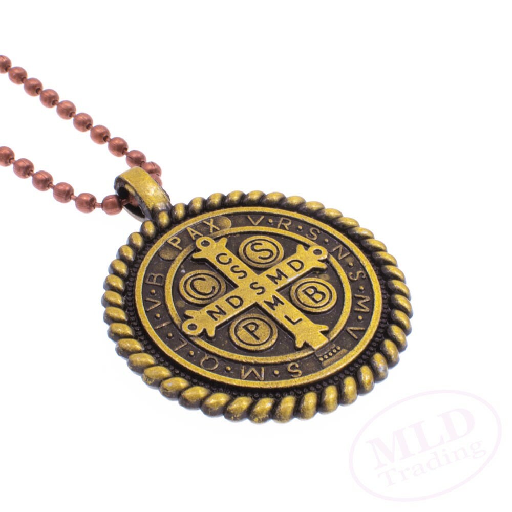Knot Border Saint St Benedict Medal Pendant Necklace 24\