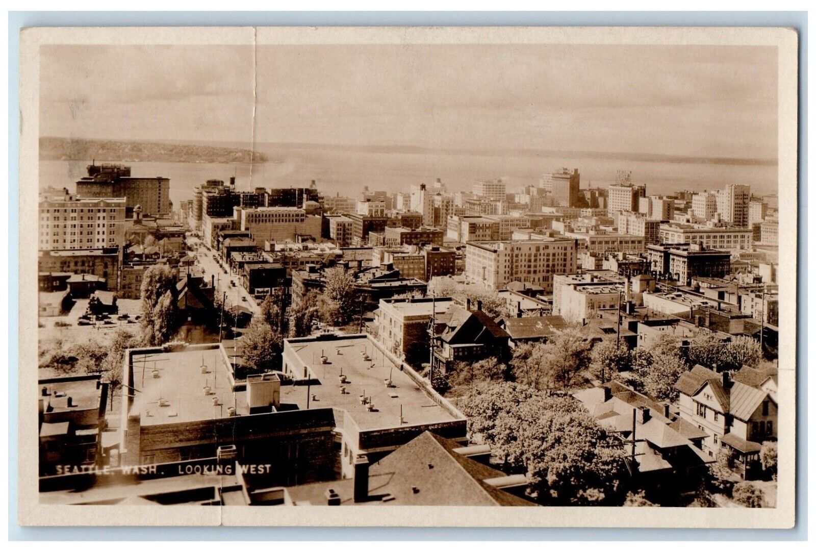 1925 West Seattle Skyline View Air Mail Washington WA RPPC Photo Postcard