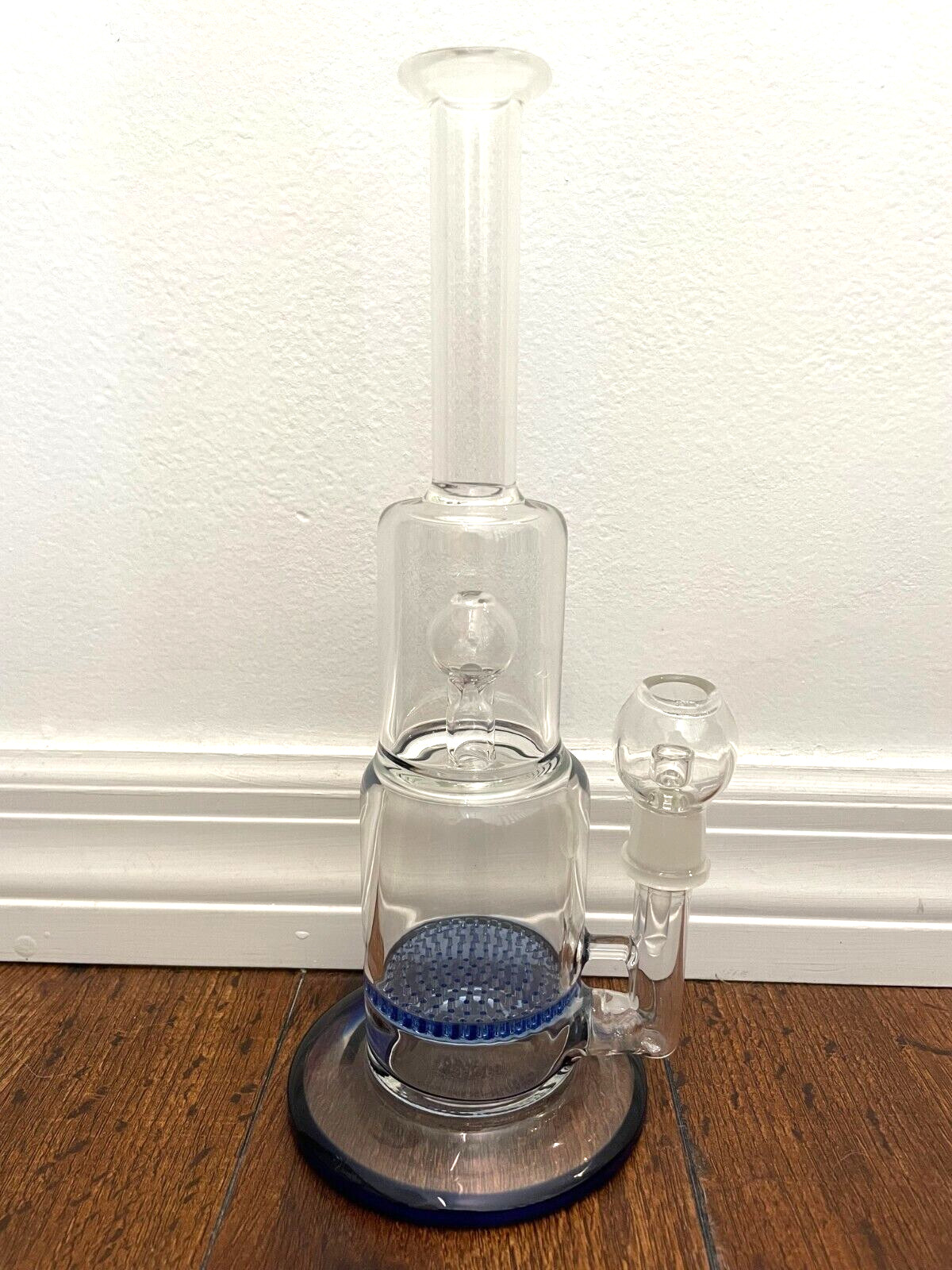 11.5” Premium Glass Water Pipe Blue Honeycomb Marble Perc 18mm