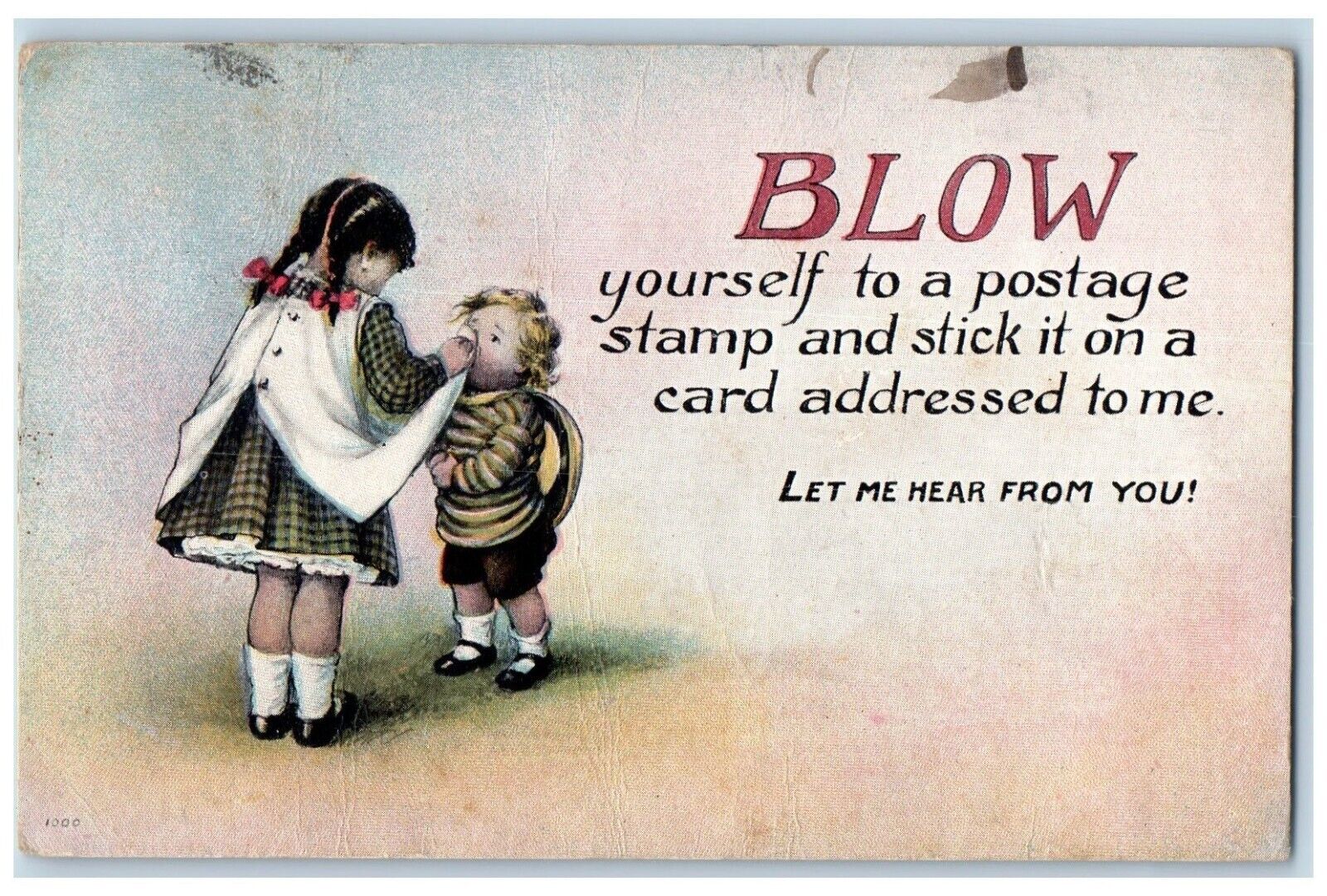 1916 Children Blowing Nose Frederick Maryland MD Posted Antique Postcard