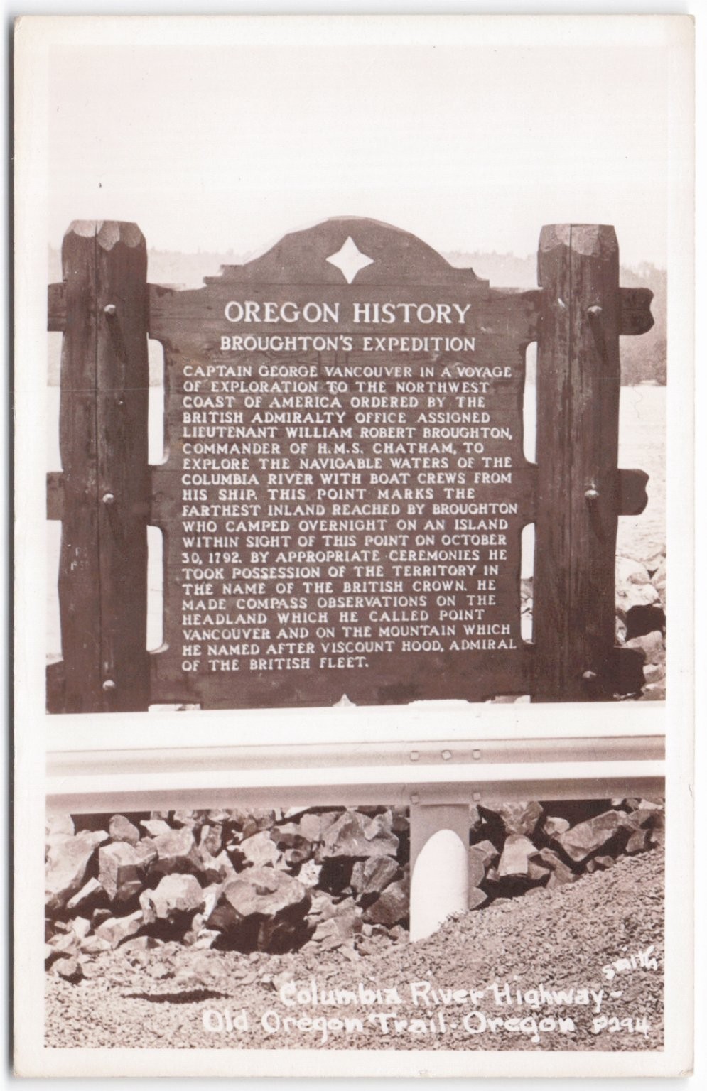 Vintage RPPC Oregon History Broughton\'s Expedition Columbia River Highway P214