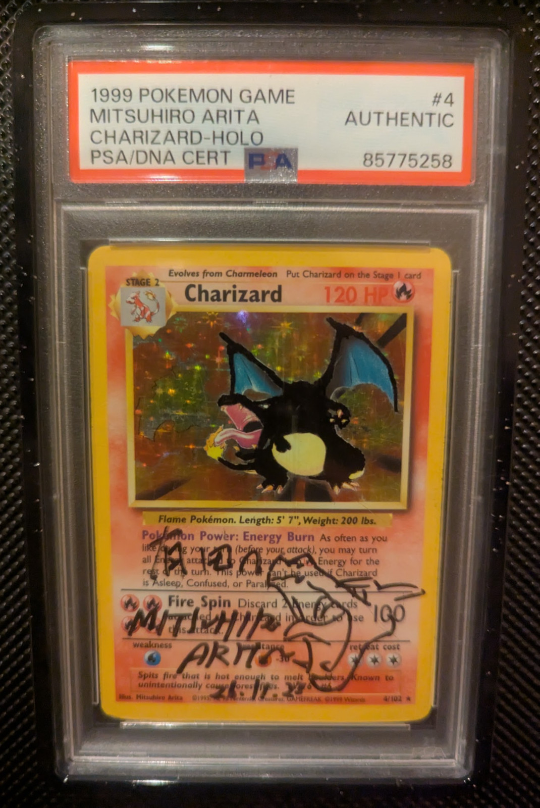1999 Game Charizard Base Set Mitsuhiro Arita signed \