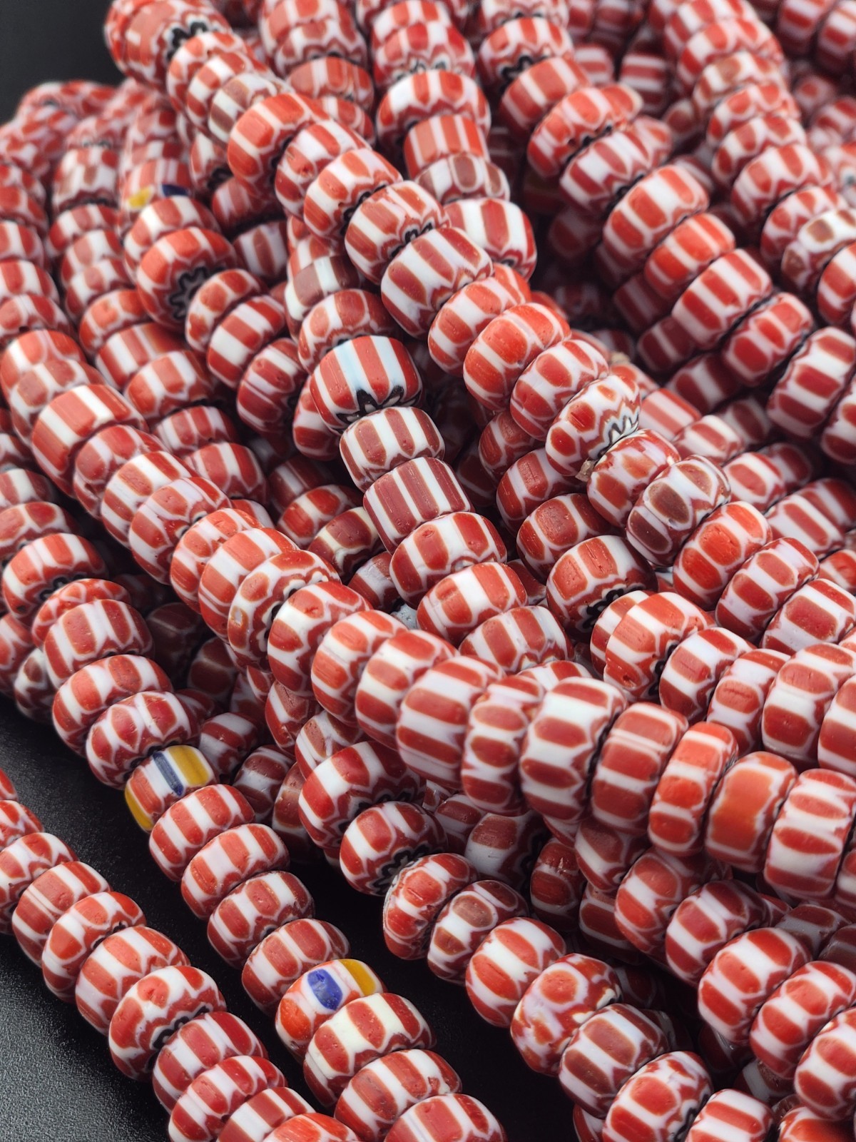 Vintage Venetian Style African Chevron Trade Beads 9mm Beautiful strings.