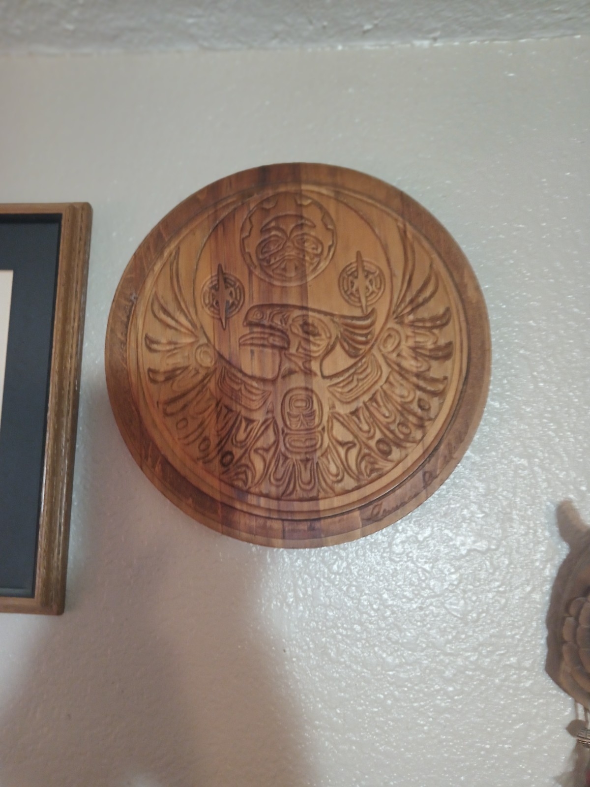 Vintage Native Pacific Raven Craved Wood Art