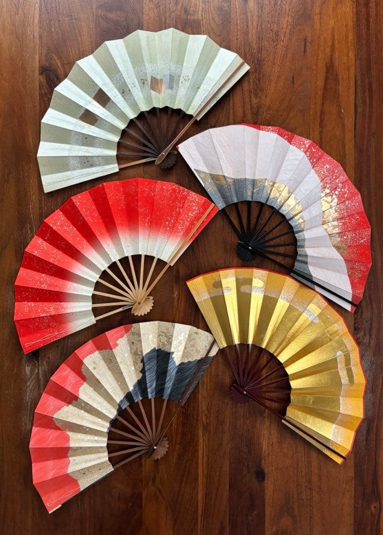 Vintage Japanese Mai Ogi Folding Fan Set of 5 Nihon Buyo Dance Traditional Japan