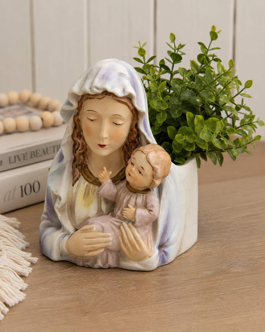 Vintage Napcoware Madonna & Child Planter Vase Head R-7076 Japan 6.75\ Vintage Napcoware Madonna & Child Planter Vase Head R-7076 Japan 6.75\