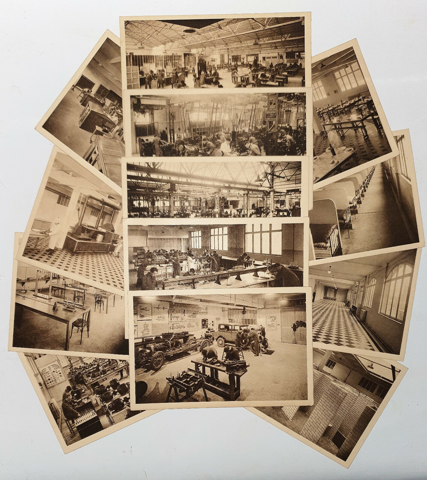 13 postcards Reims vocational school primary superior mechanics chemistry early 20th century