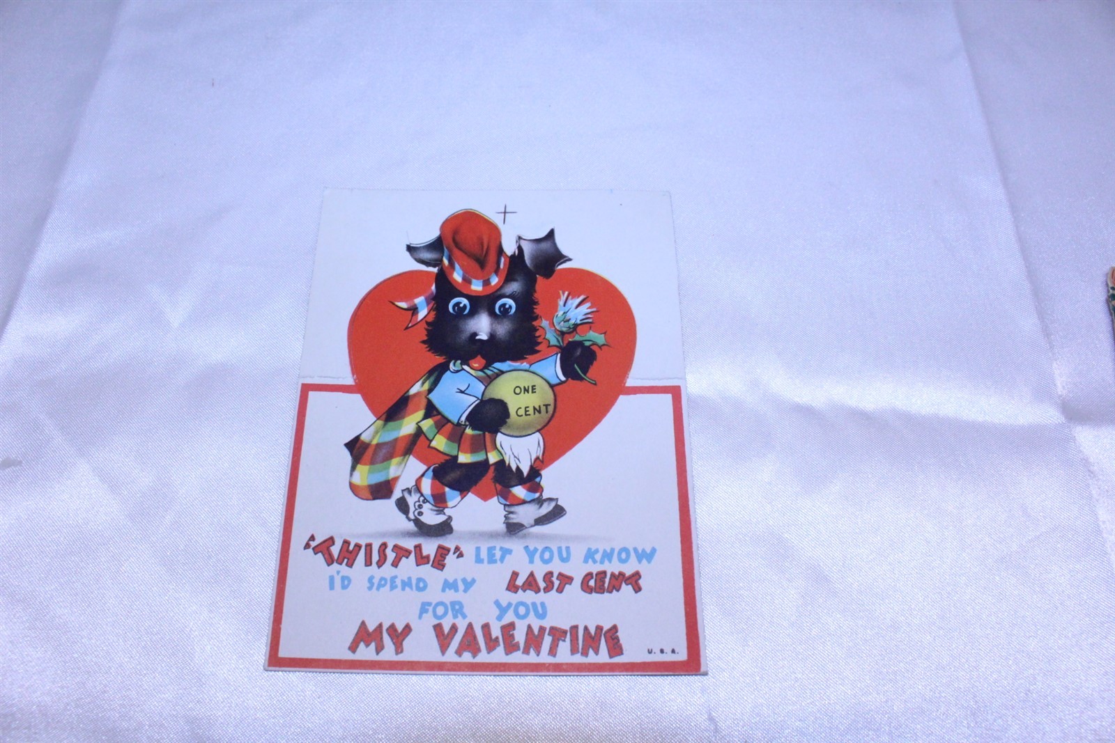 Unused Valentines Card U.S.A. Card Stock Punch Out Kickstand Vintage