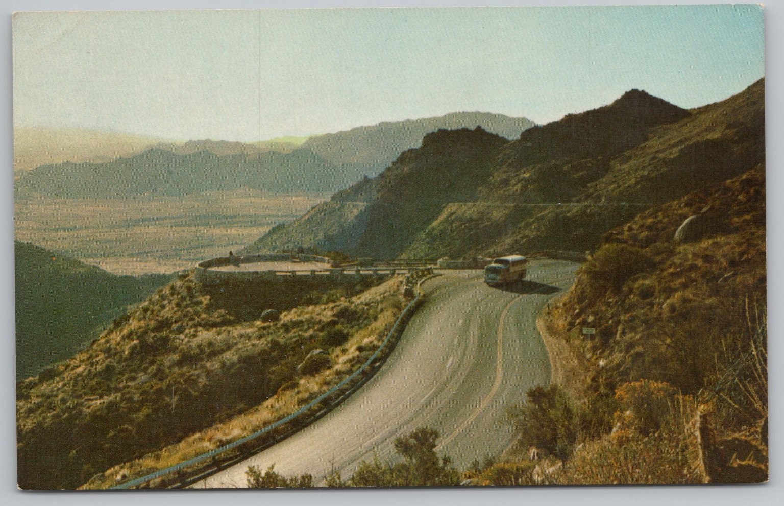 Vintage Yarnell Hill Highway 89 Arizona Greyhound Double Decker Bus Postcard UNP