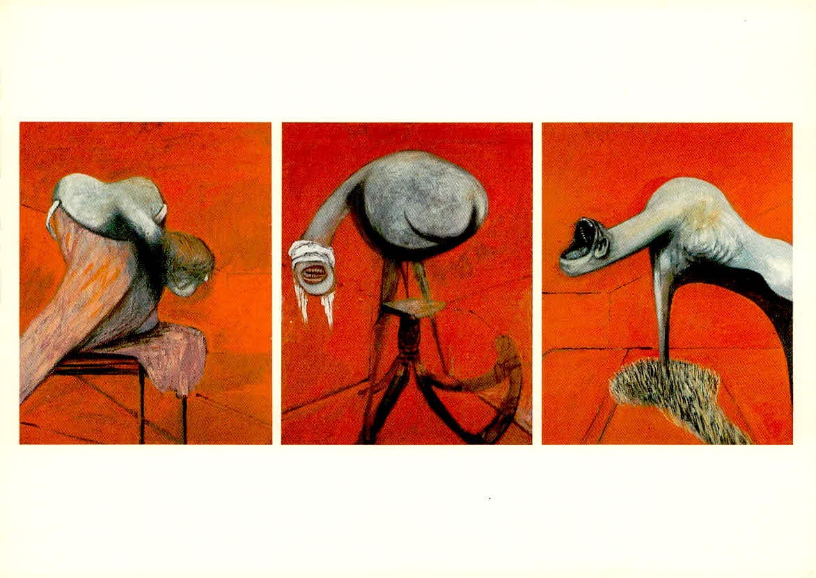 Francis Bacon Art Postcard Tate Gallery Three Studies for Figs