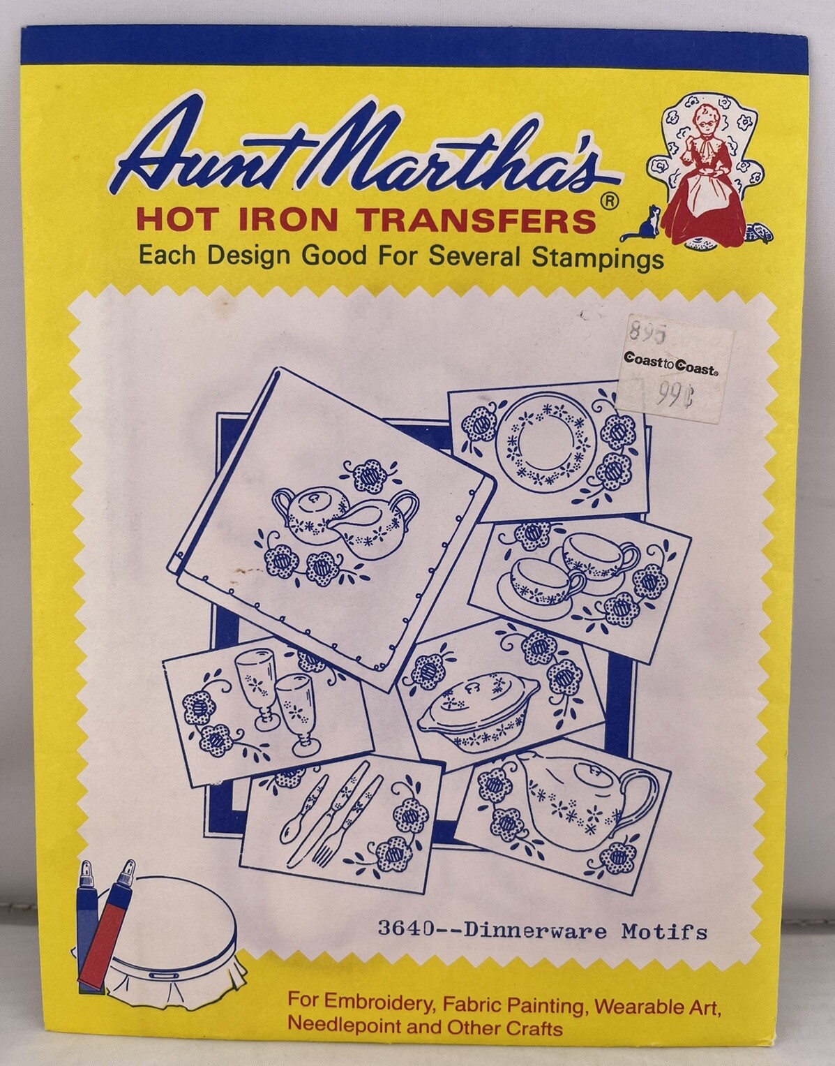 Aunt Martha’s Hot Iron Transfers Dinnerware Motifs #3640 Sealed