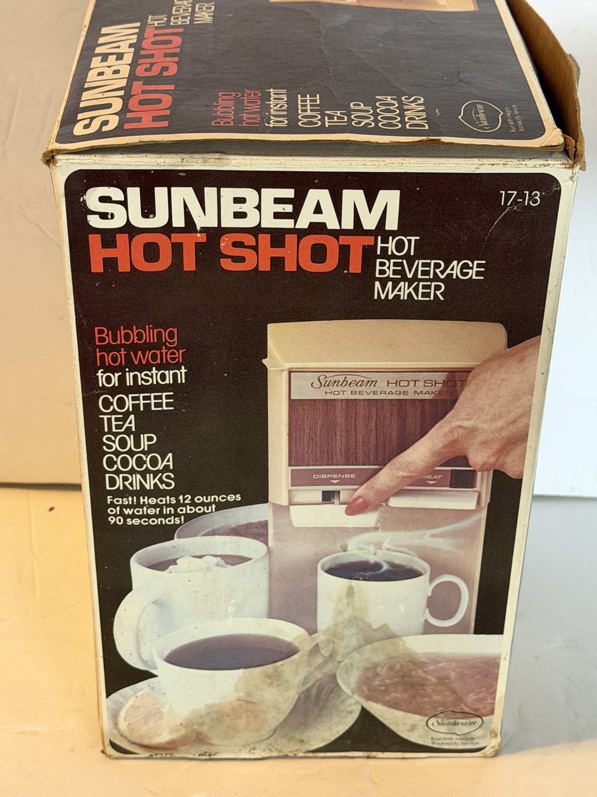 VTG NEW Sunbeam Hot Shot Hot Beverage Maker 1976 17-13 Wood Grain WORKS W/ Box