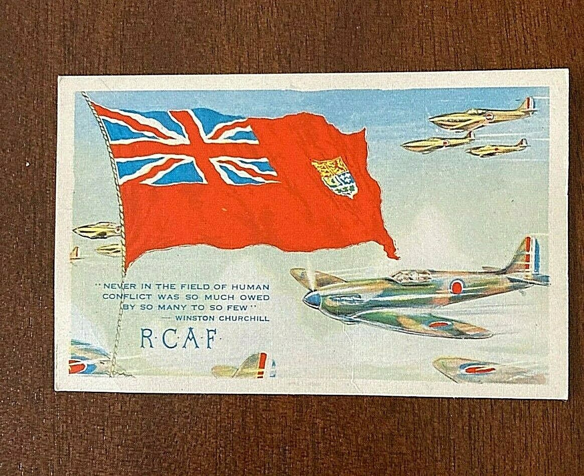 VINTAGE~R.C.A.F~FLAG~AIRPLANES~POSTCARD~UNPOSTED~Lot MIL#B