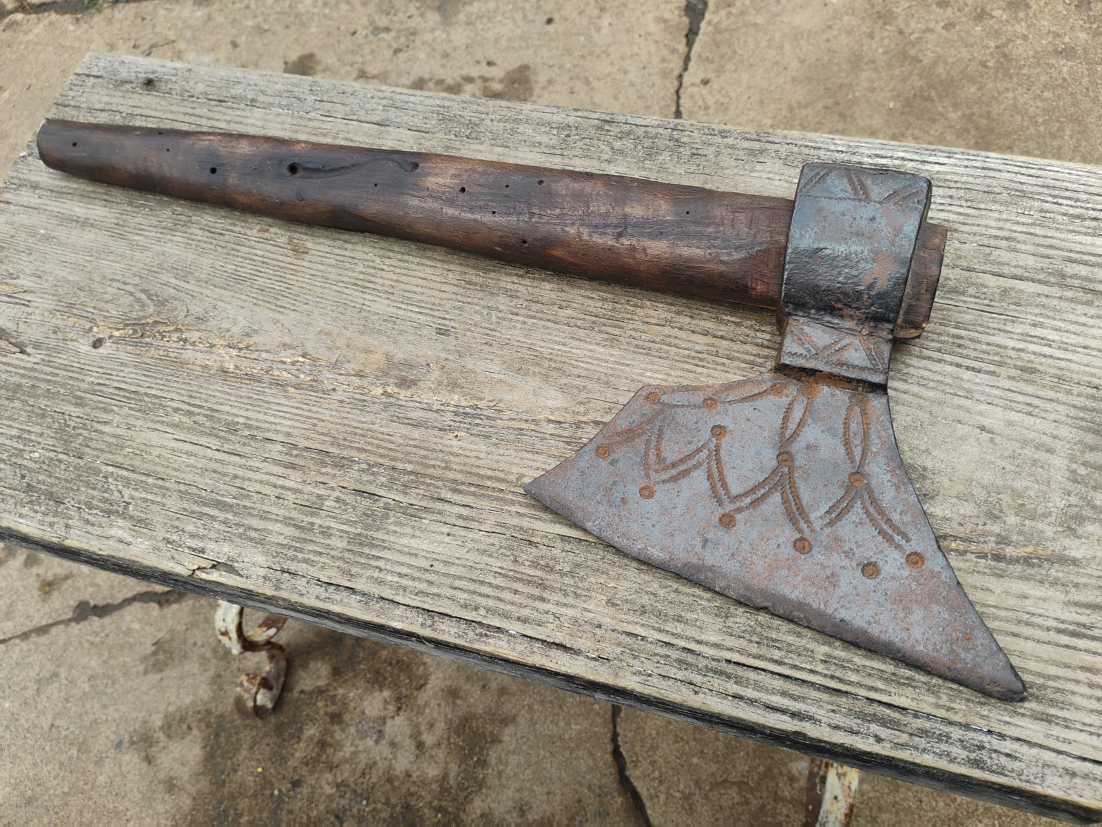 Early Antique 17-1800s Forged European Scandinavian Hewing Axe Goose Wing