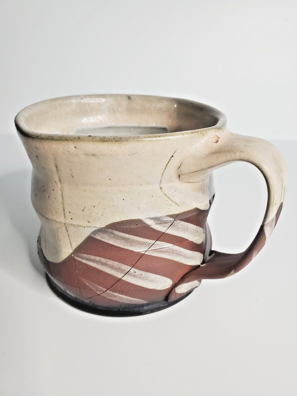 CHRISTA ASSAD Squared Zig-Zag Mug Studio Pottery Art - Stoneware Cup sculpture