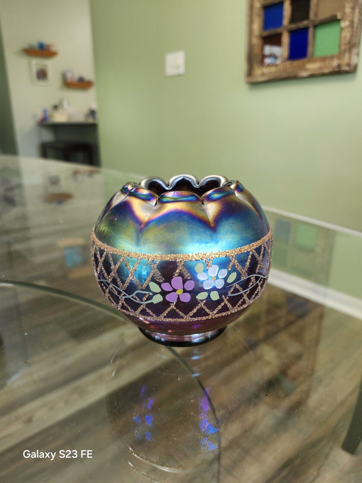 Fenton Art Glass Purple Carnival Rosebowl Vase