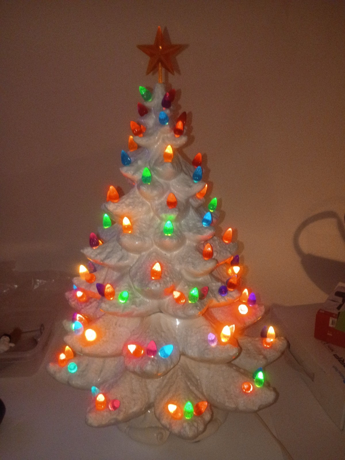 RARE VTG x-large flocked White Ceramic Atlantic Mold Christmas Tree 22\ RARE VTG x-large flocked White Ceramic Atlantic Mold Christmas Tree 22\