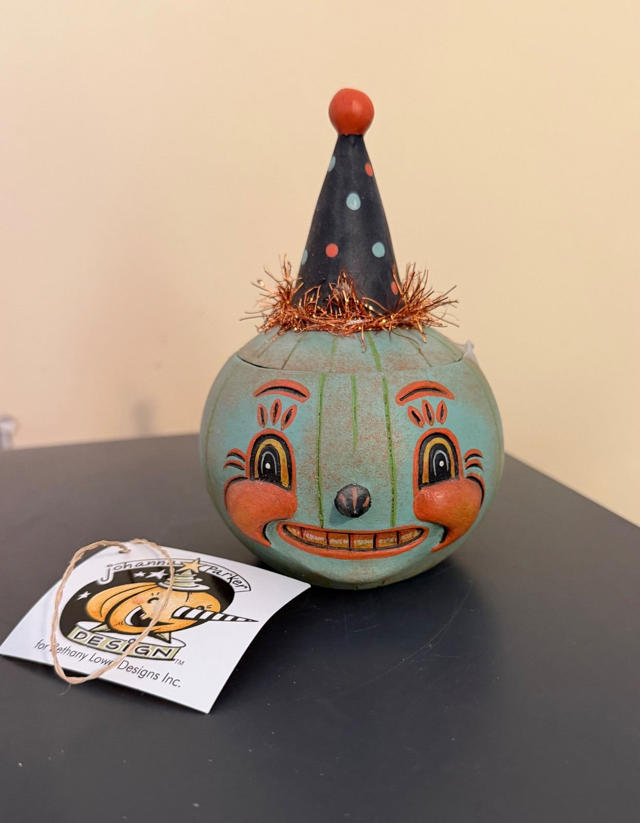 Retired Bethany Lowe Johanna Parker Halloween Jackie Teal-O-Ween Pumpkin Jar