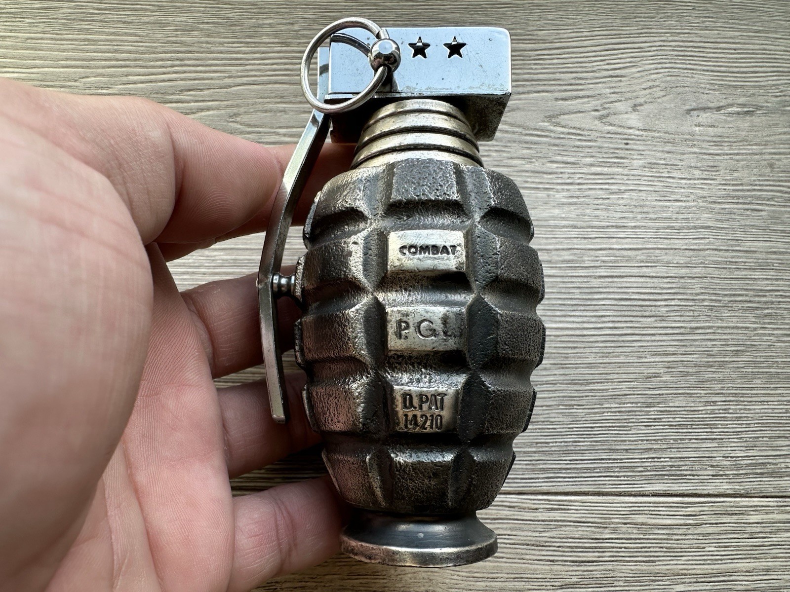 Vintage 1960's Hand Grenade Table Top Lighter Working Condition