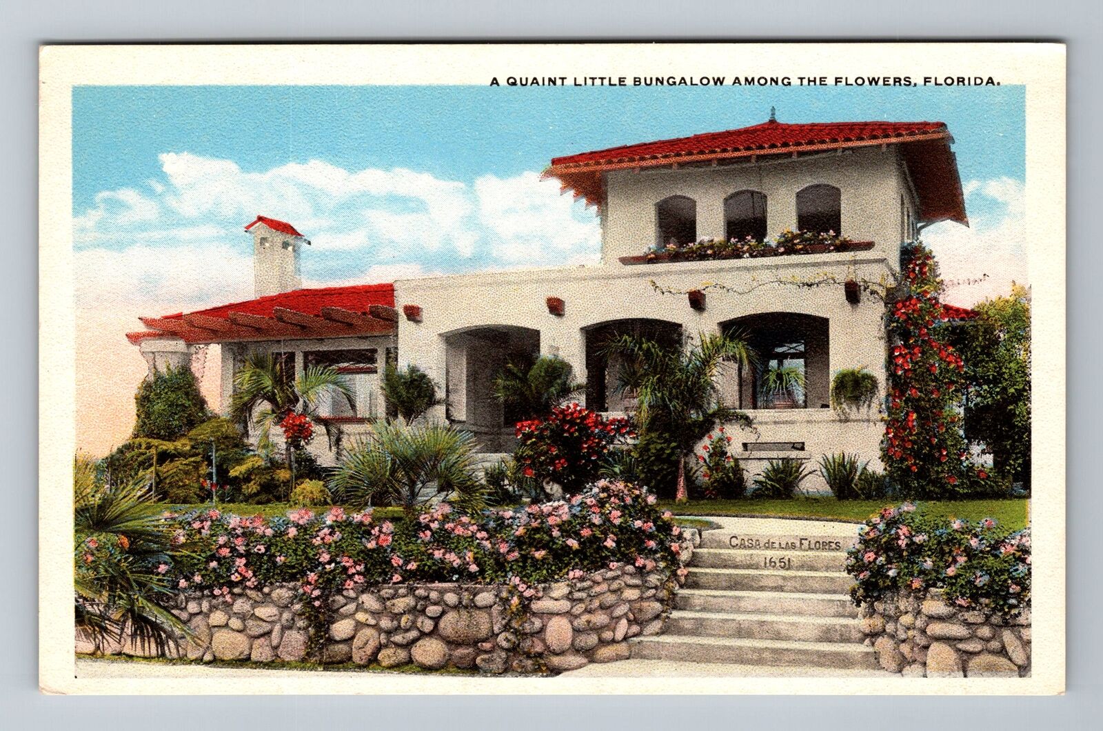 FL-Florida, A Quaint Little Bungalow Among Flowers, Vintage Postcard
