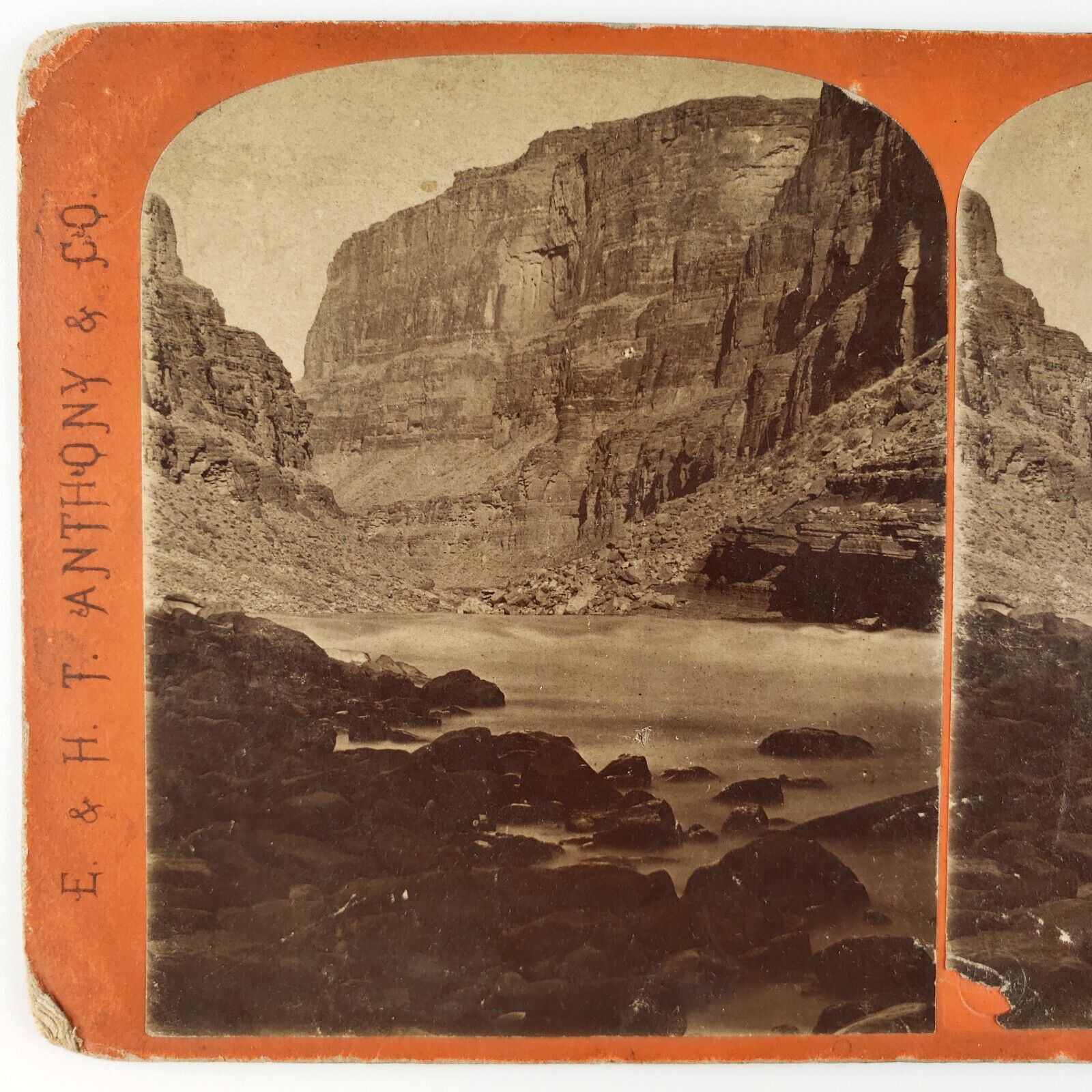 Kanab Canyon Colorado River Stereoview c1876 Anthony Granite Marble Photo H1358