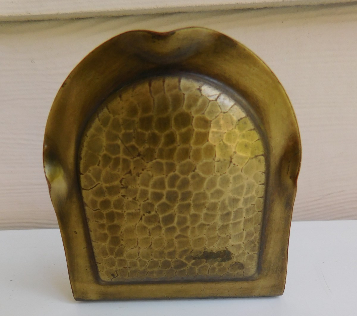 ROYCROFT Hammered Tooled Mission Desk Brass Single Bookend Antique Arts Crafts