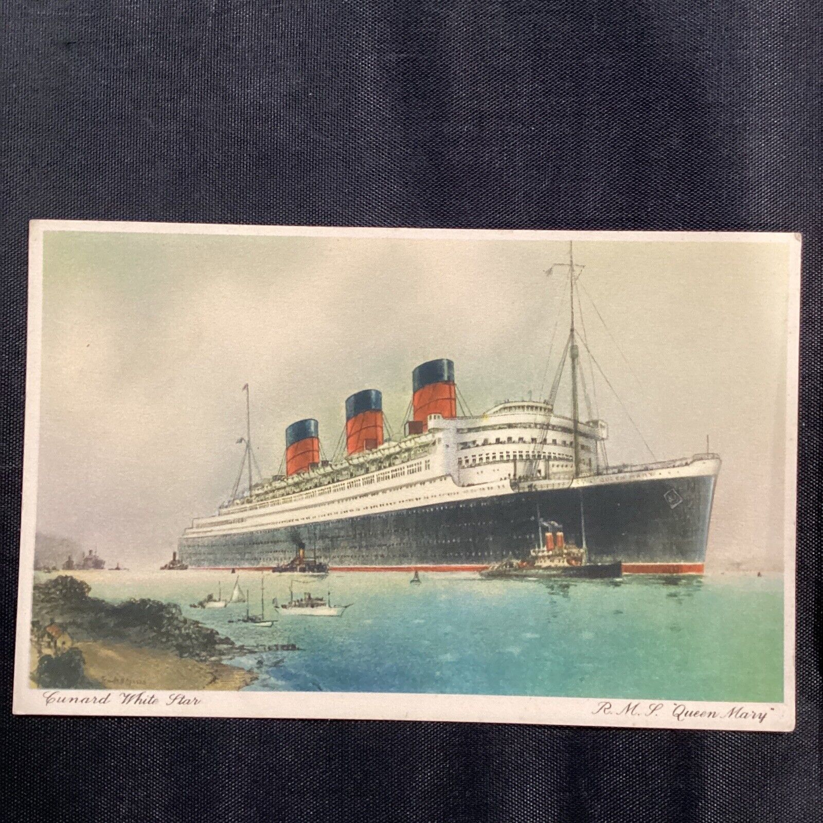 Cunard White Star RMJ Queen Mary Cruise Ship Postcard