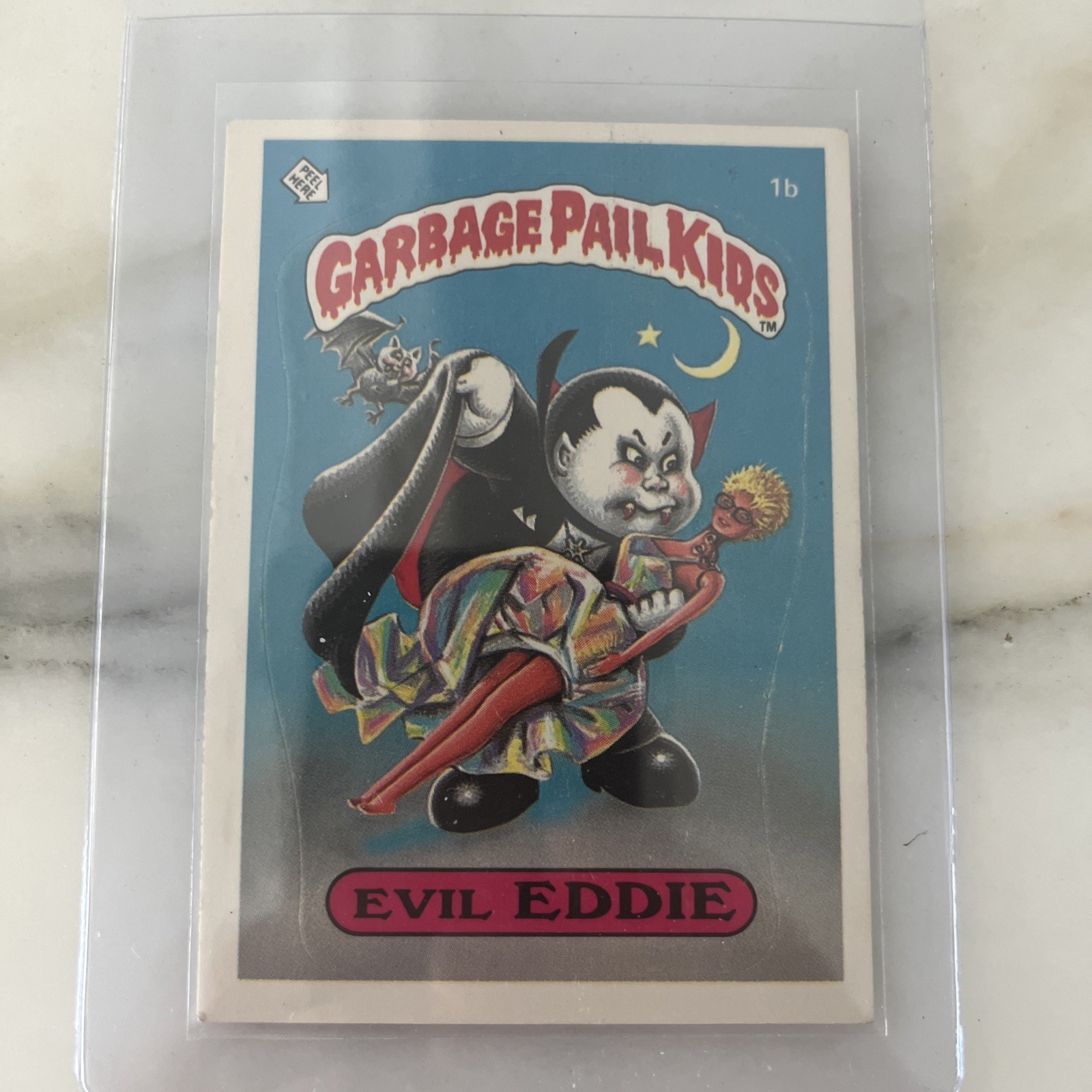 1985 Garbage Pail Kids US OS1 Series 1 EVIL EDDIE 1b GLOSSY BACK nice 1st GPK