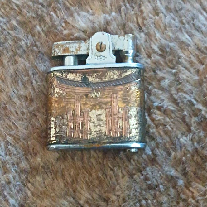 Vintage Silver Tone Metal Cigarette Pocket Lighter, Collectible Engraved Scene
