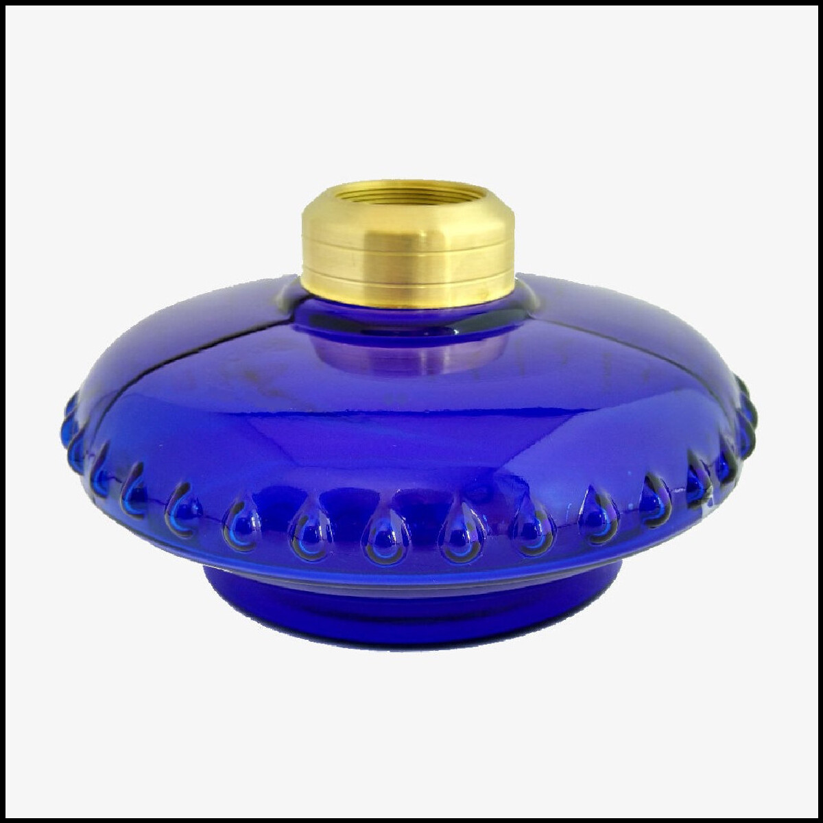 OIL LAMP FONT COBALT BLUE GLASS for CAST IRON WALL BRACKET LAMP or SHELF LAMP