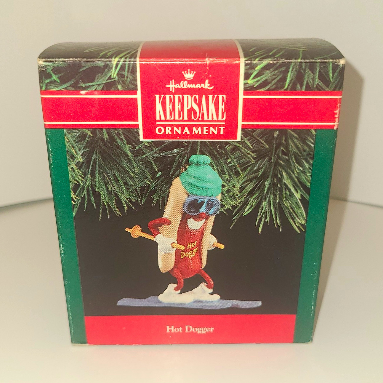 Vintage 1990 Hallmark Keepsake Ornament Hot Dogger Skiing Hot Dog 