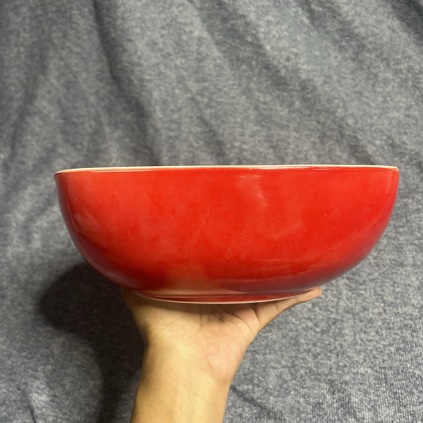 Vintage Pyrex Red Hostess Bowl 525B-025 2.5 Qt Square Serving Bowl Milk Glass