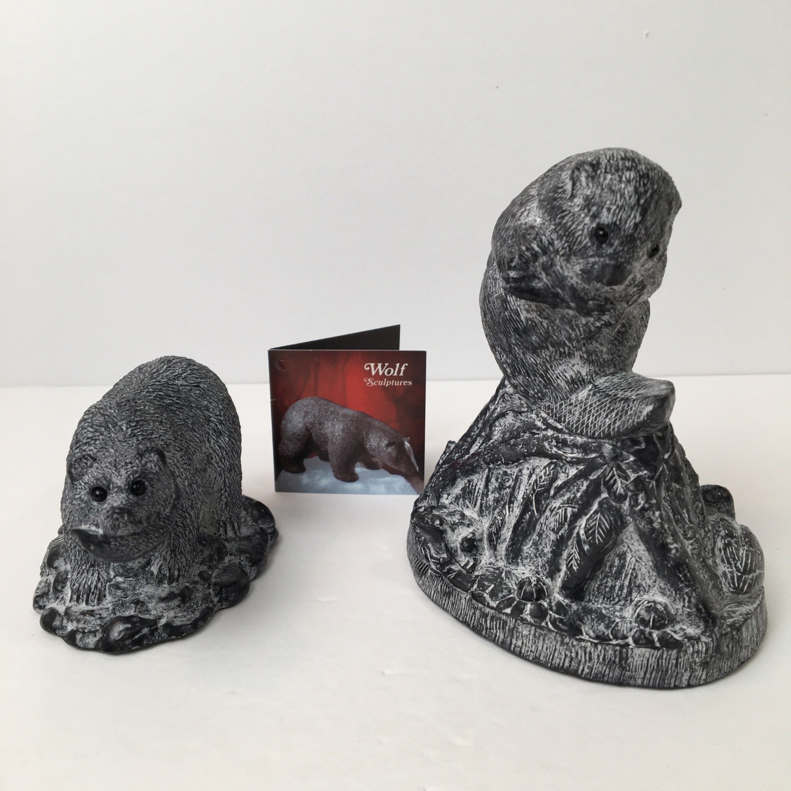 A Wolf Original Soapstone Sculptures Beaver and Bear Lot of 2