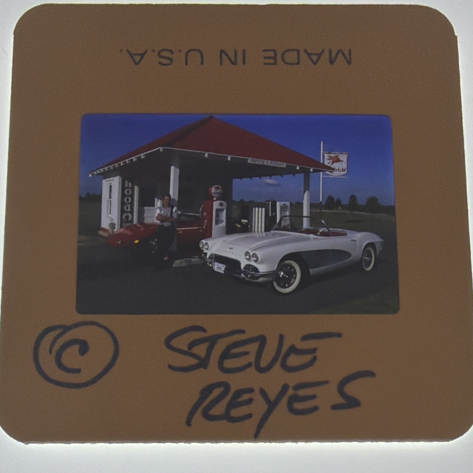 Original Steve Reyes 35mm Photo Slides Lot 13 1956 1957 Corvette Gas Station