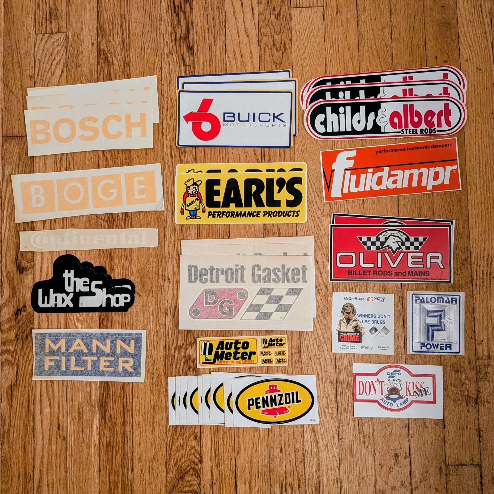 Vintage 80s 90s Auto Racing Car Parts Sticker Decal Lot 36 - Pennzoil Bosch Vintage 80s 90s Auto Racing Car Parts Sticker Decal Lot 36 - Pennzoil Bosch