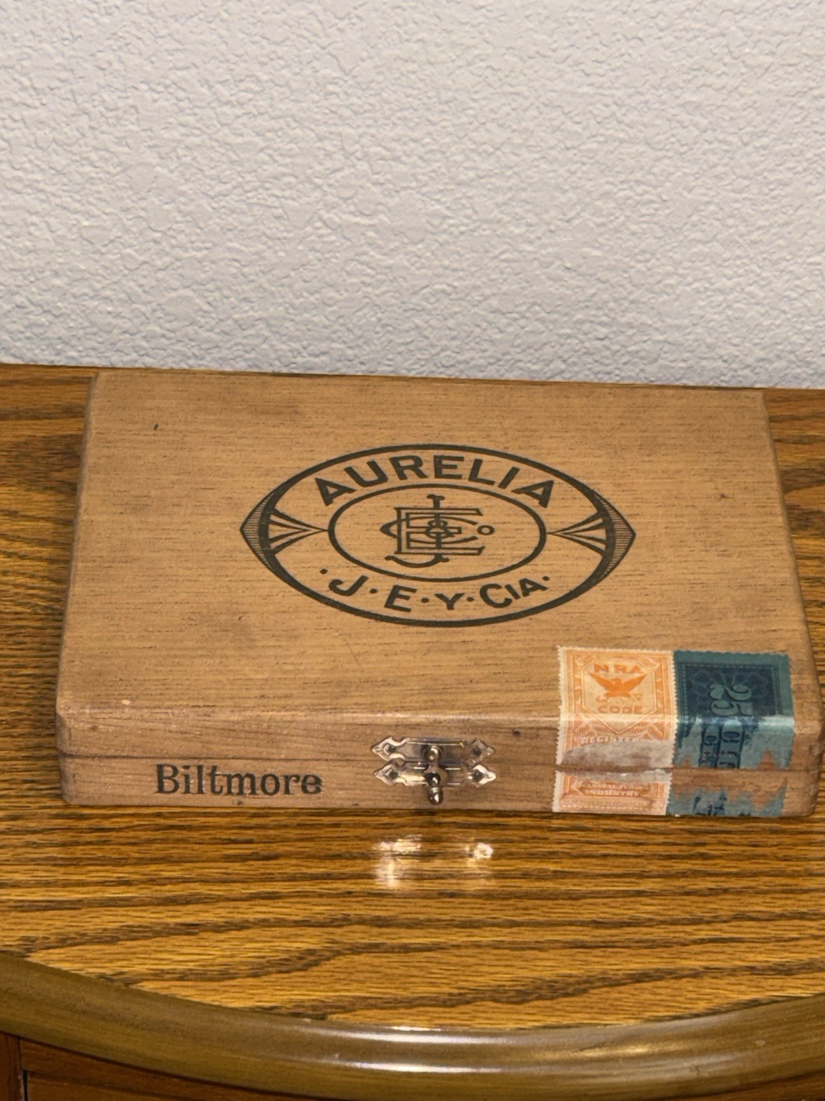Vintage Aurelia J.E.Y. Cia. Cigar Box 25 Cigars NRA Stamp Tobacco Collectible