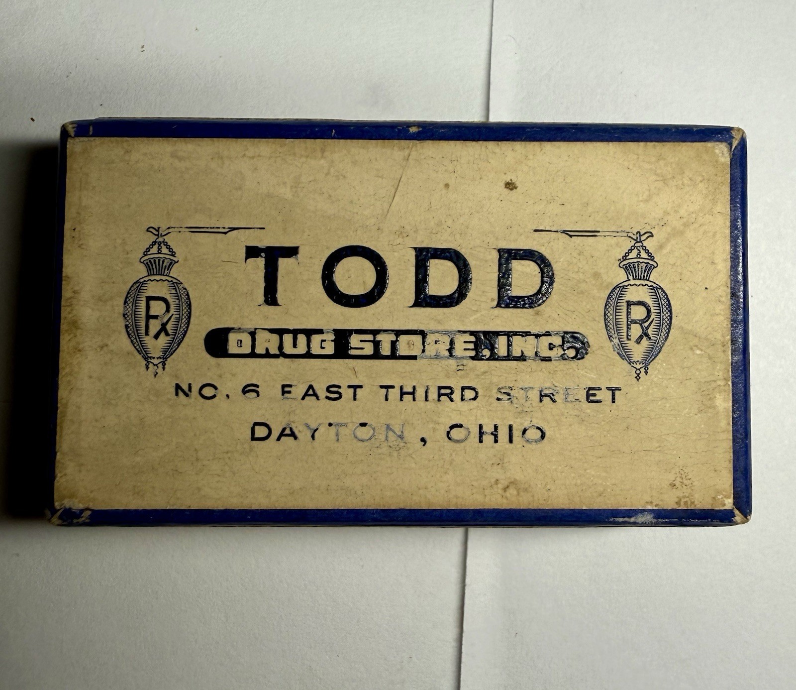 1943 Todd Drug Store Dayton OH Vintage Prescription Pill Box Birthday Gift