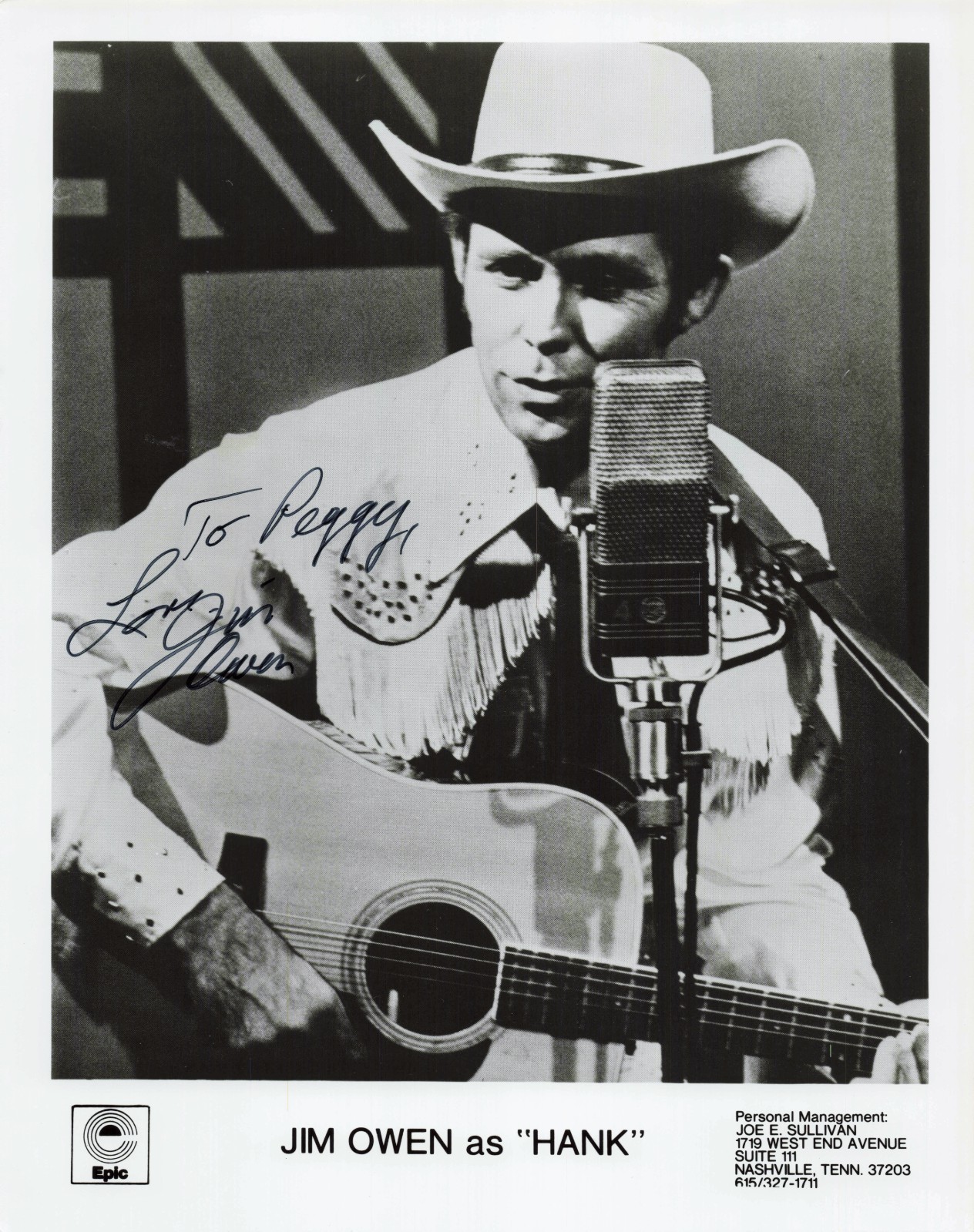 Jim Owen as Hank Williams Signed Autographed 8x10 Photo Country Music Jim Owen as Hank Williams Signed Autographed 8x10 Photo Country Music